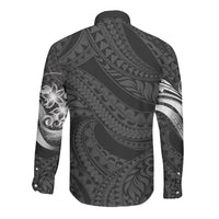 Tiki Drum Hawaii Long Sleeve Button Shirt Hawaiian Kakau Tattoo Style LT14 - Polynesian Pride