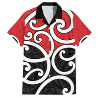 New Zealand Family Matching Off The Shoulder Long Sleeve Dress and Hawaiian Shirt Maori Koru Tino Rangatiratanga Color LT14 Dad's Shirt - Short Sleeve Red - Polynesian Pride