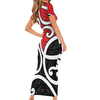 New Zealand Family Matching Short Sleeve Bodycon Dress and Hawaiian Shirt Maori Koru Tino Rangatiratanga Color LT14 - Polynesian Pride