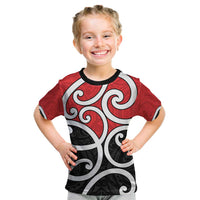 New Zealand Kid T Shirt Maori Koru Tino Rangatiratanga Color LT14 Red - Polynesian Pride