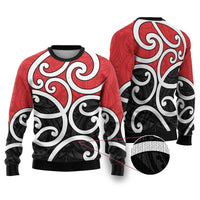 New Zealand Ugly Christmas Sweater Maori Koru Tino Rangatiratanga Color LT14 Red - Polynesian Pride