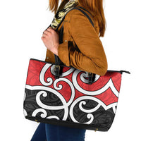 New Zealand Leather Tote Bag Maori Koru Tino Rangatiratanga Color LT14 Red - Polynesian Pride
