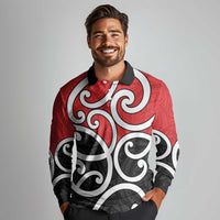 New Zealand Long Sleeve Polo Shirt Maori Koru Tino Rangatiratanga Color LT14 - Polynesian Pride