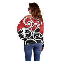 New Zealand Off Shoulder Sweater Maori Koru Tino Rangatiratanga Color LT14 - Polynesian Pride