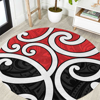 New Zealand Round Carpet Maori Koru Tino Rangatiratanga Color LT14 Red - Polynesian Pride