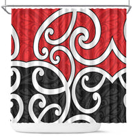New Zealand Shower Curtain Maori Koru Tino Rangatiratanga Color LT14 Red - Polynesian Pride