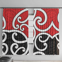 New Zealand Window Curtain Maori Koru Tino Rangatiratanga Color LT14 With Hooks Red - Polynesian Pride
