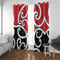New Zealand Window Curtain Maori Koru Tino Rangatiratanga Color LT14 With Grommets Red - Polynesian Pride