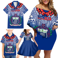 Samoa Rugby Family Matching Off Shoulder Short Dress and Hawaiian Shirt 2023 Go Manu Samoa With Ula Fala Style LT14 - Polynesian Pride