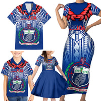 Samoa Rugby Family Matching Short Sleeve Bodycon Dress and Hawaiian Shirt 2023 Go Manu Samoa With Ula Fala Style LT14 - Polynesian Pride