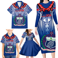 Custom Samoa Rugby Family Matching Long Sleeve Bodycon Dress and Hawaiian Shirt 2023 Go Manu Samoa With Ula Fala Style LT14 - Polynesian Pride