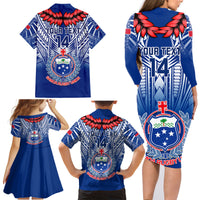 Custom Samoa Rugby Family Matching Long Sleeve Bodycon Dress and Hawaiian Shirt 2023 Go Manu Samoa With Ula Fala Style LT14 - Polynesian Pride