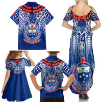 Custom Samoa Rugby Family Matching Summer Maxi Dress and Hawaiian Shirt 2023 Go Manu Samoa With Ula Fala Style LT14 - Polynesian Pride
