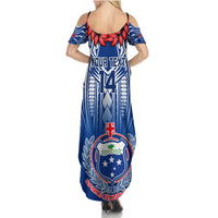 Custom Samoa Rugby Family Matching Summer Maxi Dress and Hawaiian Shirt 2023 Go Manu Samoa With Ula Fala Style LT14 - Polynesian Pride