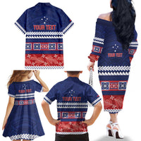 Personalised FAST Samoa Siapo Family Matching Off The Shoulder Long Sleeve Dress and Hawaiian Shirt Teuila Flowers Samoan Pattern LT14 - Polynesian Pride