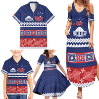 Personalised FAST Samoa Siapo Family Matching Summer Maxi Dress and Hawaiian Shirt Teuila Flowers Samoan Pattern LT14 - Polynesian Pride