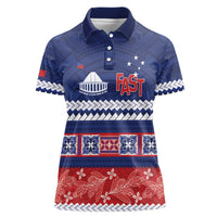 Personalised FAST Samoa Siapo Women Polo Shirt Teuila Flowers Samoan Pattern - Polynesian Pride