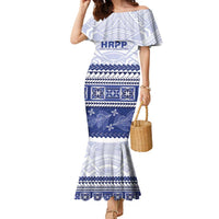 Personalised HRPP Samoa Siapo Family Matching Mermaid Dress and Hawaiian Shirt Teuila Flowers Samoan Pattern LT14 Mom's Dress White - Polynesian Pride