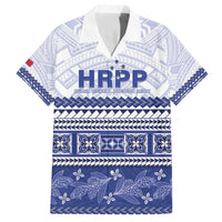 Personalised HRPP Samoa Siapo Family Matching Off The Shoulder Long Sleeve Dress and Hawaiian Shirt Teuila Flowers Samoan Pattern LT14 Dad's Shirt - Short Sleeve White - Polynesian Pride