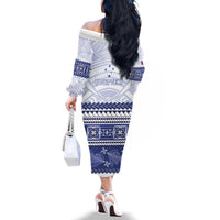 Personalised HRPP Samoa Siapo Family Matching Off The Shoulder Long Sleeve Dress and Hawaiian Shirt Teuila Flowers Samoan Pattern LT14 - Polynesian Pride