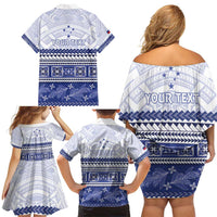 Personalised HRPP Samoa Siapo Family Matching Off Shoulder Short Dress and Hawaiian Shirt Teuila Flowers Samoan Pattern LT14 - Polynesian Pride
