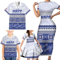 Personalised HRPP Samoa Siapo Family Matching Short Sleeve Bodycon Dress and Hawaiian Shirt Teuila Flowers Samoan Pattern LT14 - Polynesian Pride