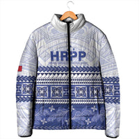 Personalised HRPP Samoa Siapo Padded Jacket Teuila Flowers Samoan Pattern - Polynesian Pride
