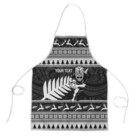 New Zealand Christmas Rugby Personalised Apron Meri Kirihimete All Black Maori LT14 Black - Polynesian Pride
