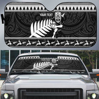 New Zealand Christmas Rugby Personalised Auto Sun Shade Meri Kirihimete All Black Maori LT14 Black - Polynesian Pride