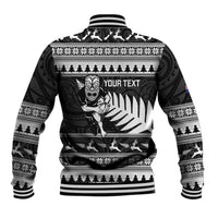 New Zealand Christmas Rugby Personalised Baseball Jacket Meri Kirihimete All Black Maori LT14 - Polynesian Pride
