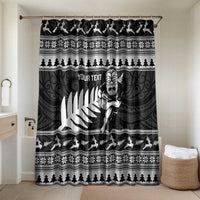 New Zealand Christmas Rugby Personalised Bathroom Set Meri Kirihimete All Black Maori LT14 Shower Curtain Only Black - Polynesian Pride