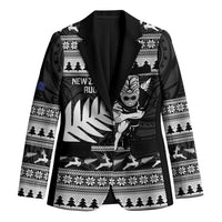 New Zealand Christmas Rugby Personalised Blazer Meri Kirihimete All Black Maori LT14 Unisex Black - Polynesian Pride