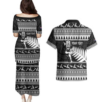 New Zealand Christmas Rugby Personalised Couples Matching Puletasi and Hawaiian Shirt Meri Kirihimete All Black Maori LT14 - Polynesian Pride