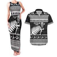 New Zealand Christmas Rugby Personalised Couples Matching Tank Maxi Dress and Hawaiian Shirt Meri Kirihimete All Black Maori LT14 Black - Polynesian Pride