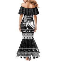 New Zealand Christmas Rugby Personalised Family Matching Mermaid Dress and Hawaiian Shirt Meri Kirihimete All Black Maori LT14 - Polynesian Pride