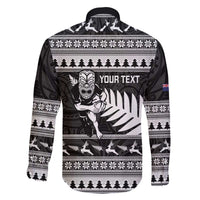 New Zealand Christmas Rugby Personalised Family Matching Off The Shoulder Long Sleeve Dress and Hawaiian Shirt Meri Kirihimete All Black Maori LT14 - Polynesian Pride