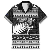 New Zealand Christmas Rugby Personalised Hawaiian Shirt Meri Kirihimete All Black Maori LT14 Black - Polynesian Pride