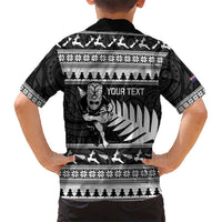 New Zealand Christmas Rugby Personalised Kid Hawaiian Shirt Meri Kirihimete All Black Maori LT14 - Polynesian Pride
