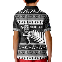 New Zealand Christmas Rugby Personalised Kid Polo Shirt Meri Kirihimete All Black Maori LT14 - Polynesian Pride