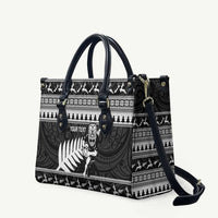 New Zealand Christmas Rugby Personalised Leather Bag Meri Kirihimete All Black Maori LT14 Black - Polynesian Pride