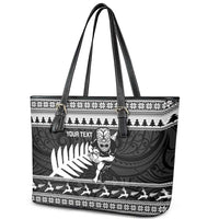 New Zealand Christmas Rugby Personalised Leather Tote Bag Meri Kirihimete All Black Maori LT14 - Polynesian Pride