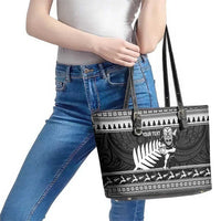 New Zealand Christmas Rugby Personalised Leather Tote Bag Meri Kirihimete All Black Maori LT14 - Polynesian Pride