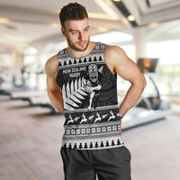 New Zealand Christmas Rugby Personalised Men Tank Top Meri Kirihimete All Black Maori LT14 Black - Polynesian Pride