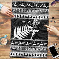 New Zealand Christmas Rugby Personalised Puzzle Meri Kirihimete All Black Maori LT14 Black - Polynesian Pride