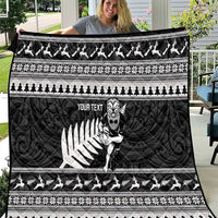 New Zealand Christmas Rugby Personalised Quilt Meri Kirihimete All Black Maori LT14 Black - Polynesian Pride
