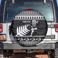 New Zealand Christmas Rugby Personalised Spare Tire Cover Meri Kirihimete All Black Maori LT14 Black - Polynesian Pride