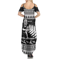 New Zealand Christmas Rugby Personalised Summer Maxi Dress Meri Kirihimete All Black Maori LT14 - Polynesian Pride