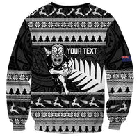 New Zealand Christmas Rugby Personalised Sweatshirt Meri Kirihimete All Black Maori LT14 - Polynesian Pride