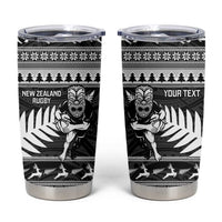 New Zealand Christmas Rugby Personalised Tumbler Cup Meri Kirihimete All Black Maori LT14 Black - Polynesian Pride