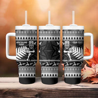 New Zealand Christmas Rugby Personalised Tumbler With Handle Meri Kirihimete All Black Maori LT14 - Polynesian Pride